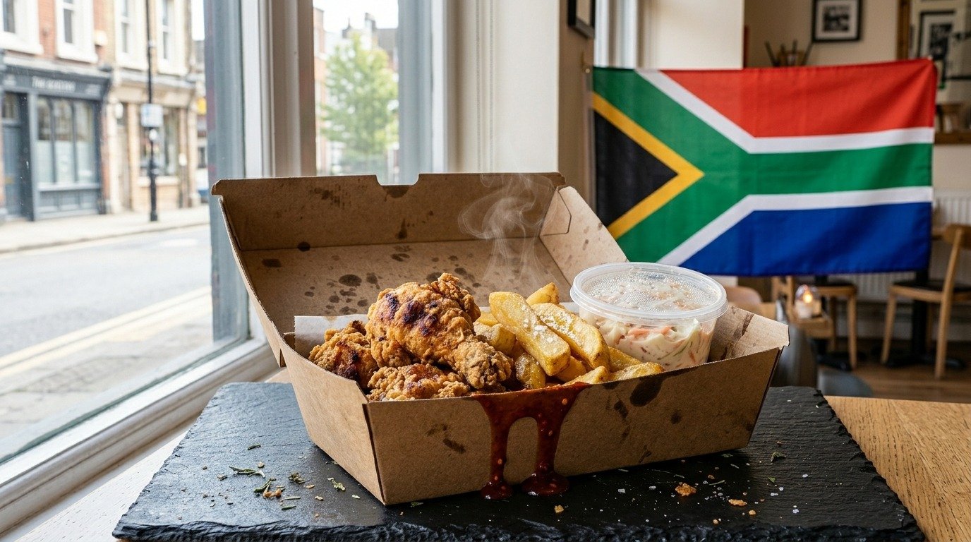 South African box meal fried chicken chips